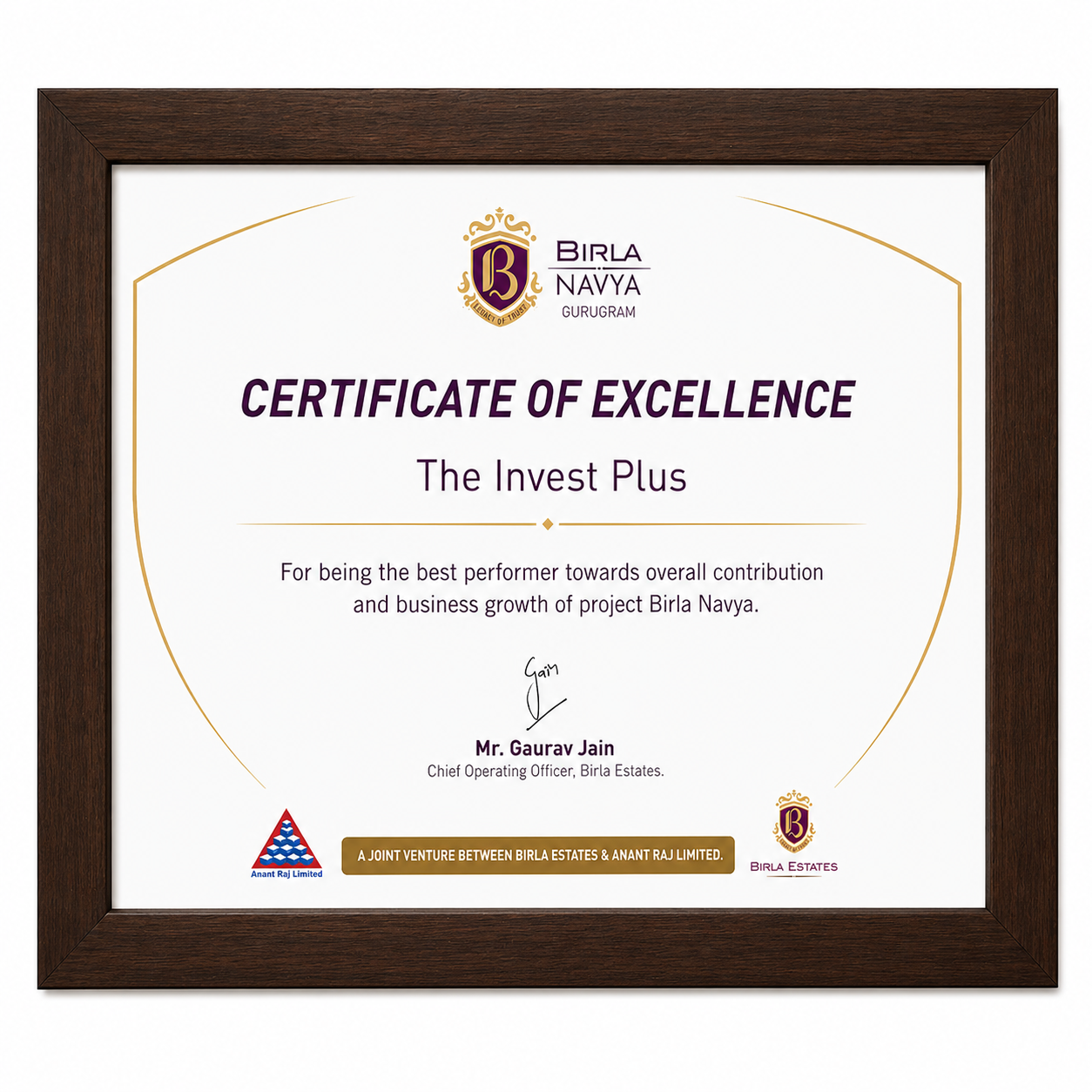 Certificate - The Invest Plus -01 Birla Certificate