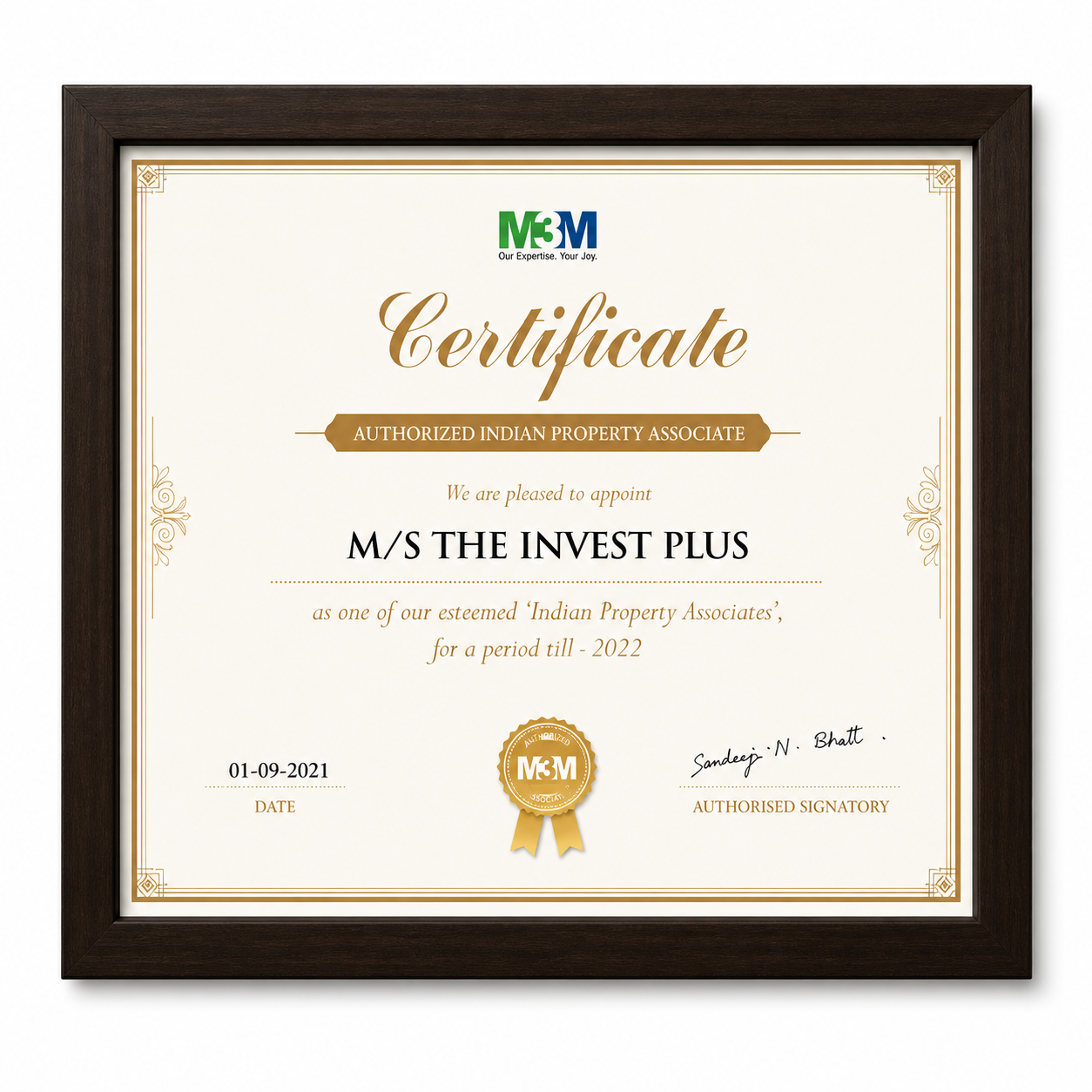 Certificate - The Invest Plus -06 M3M