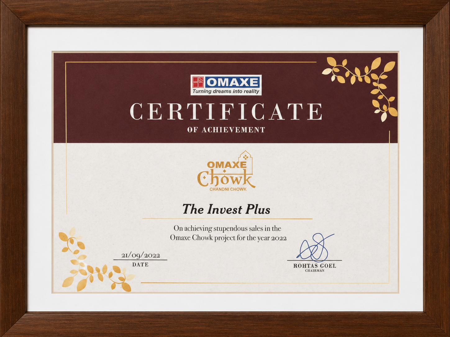 Certificate - The Invest Plus -02 Omex